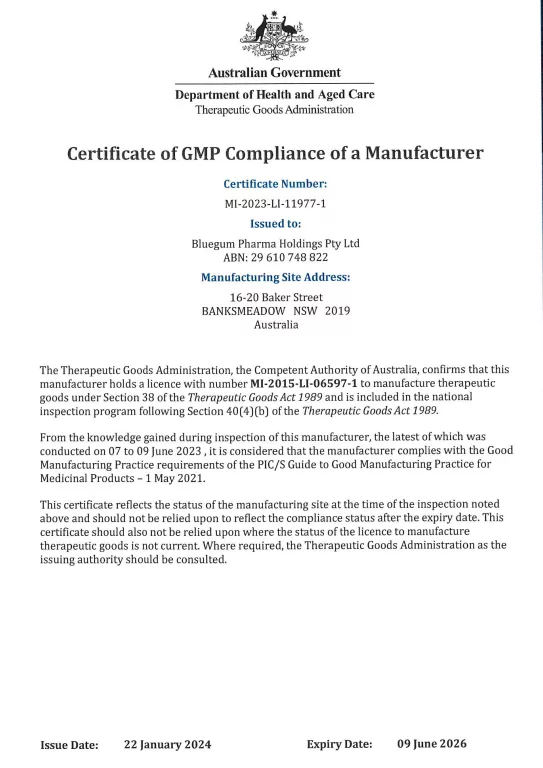 GMP Certificate